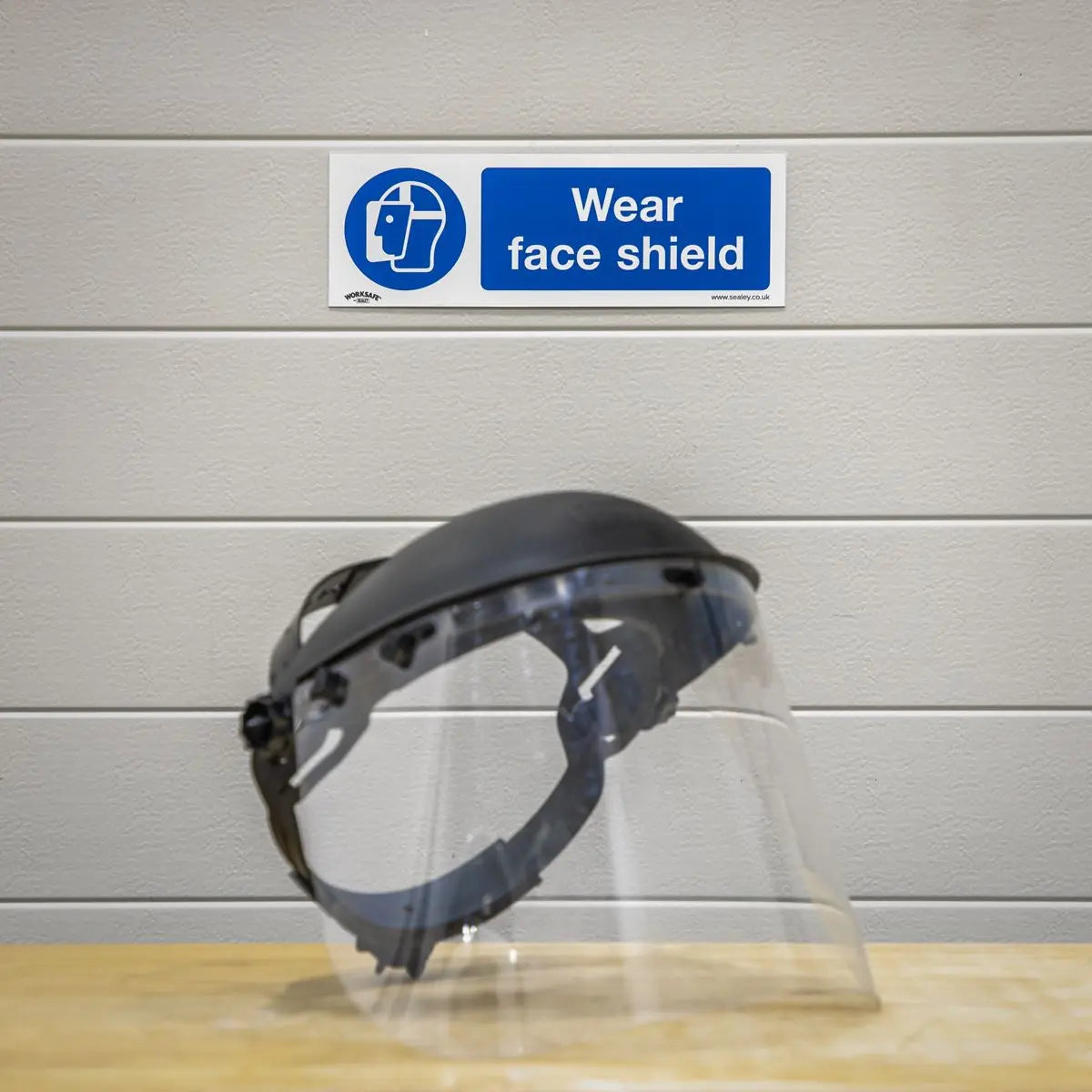 Worksafe by Sealey Mandatory Safety Sign - Wear Face Shield - Rigid Plastic 