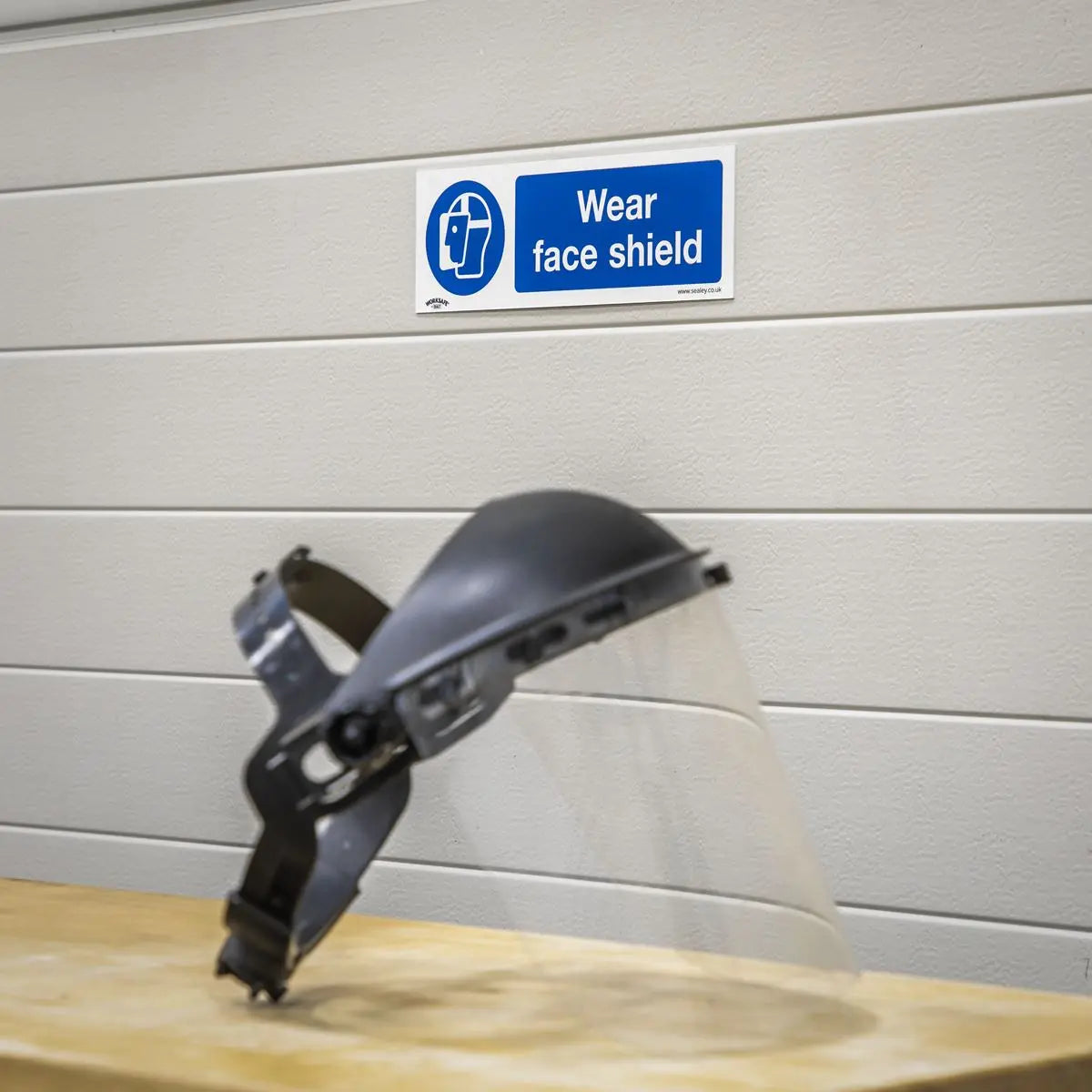 Worksafe by Sealey Mandatory Safety Sign - Wear Face Shield - Self-Adhesive Vinyl 