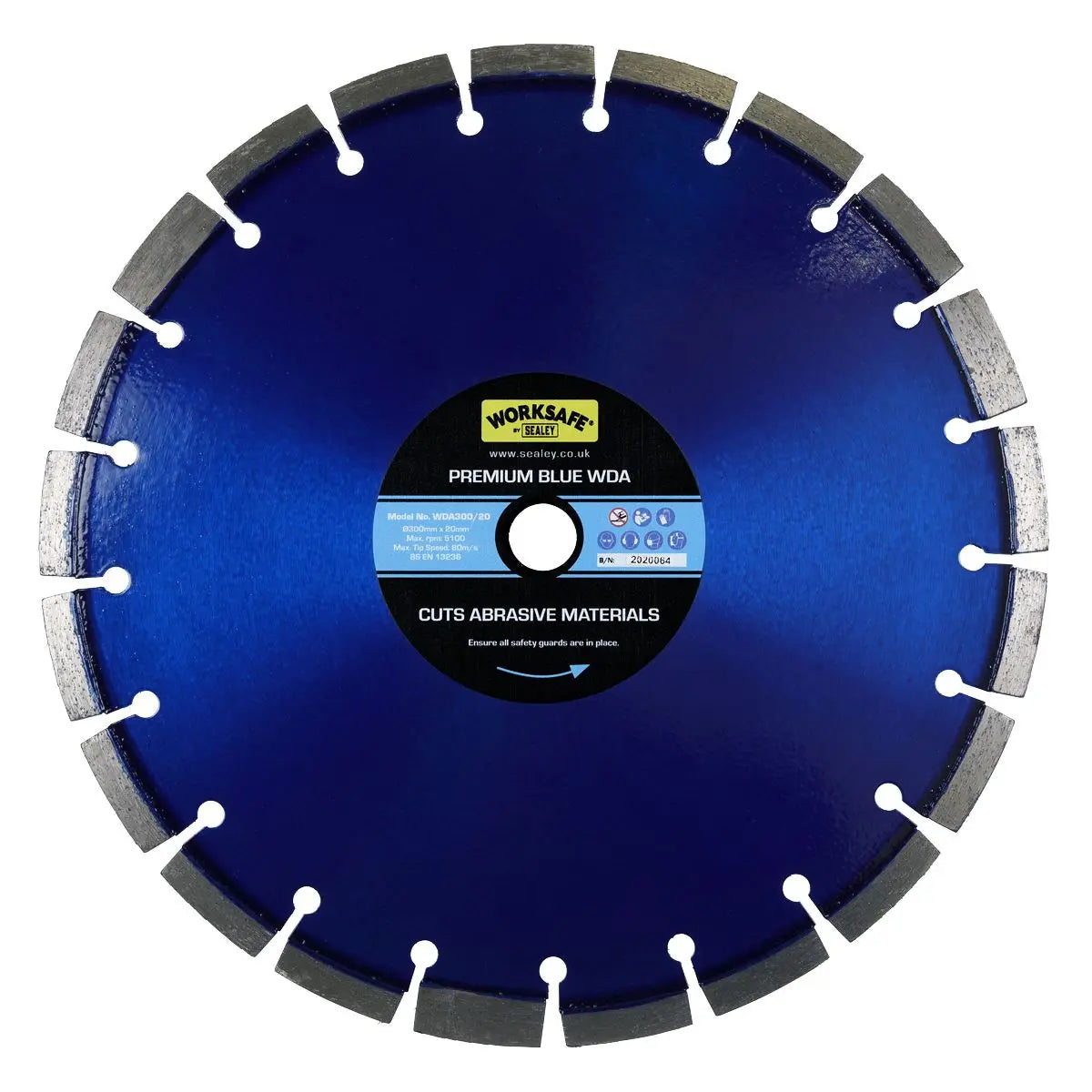 Worksafe by Sealey Premium Blue WDA Diamond Blade Ø300 x 20mm 