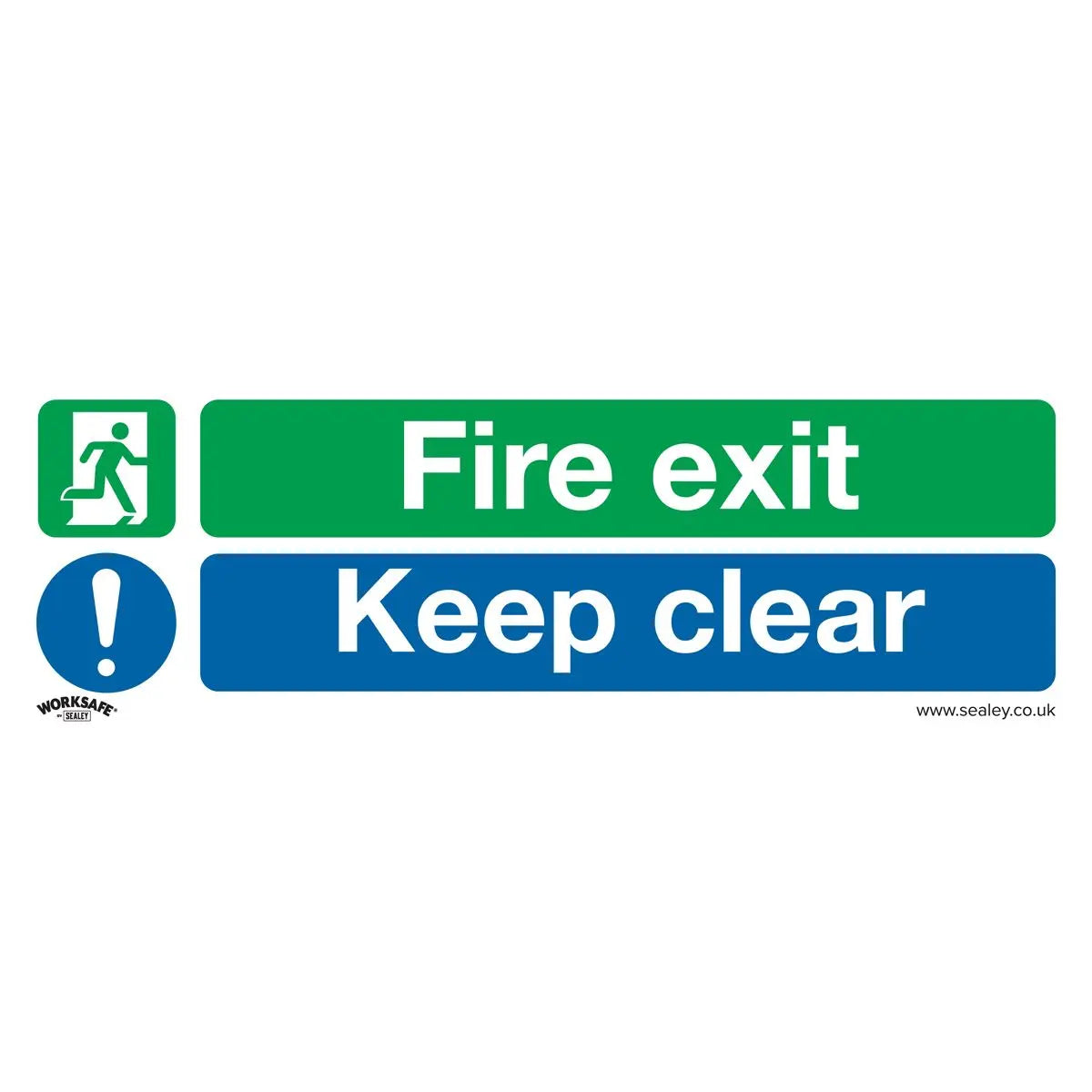 Worksafe by Sealey Safe Conditions Safety Sign - Fire Exit Keep Clear (Large) - Rigid Plastic 