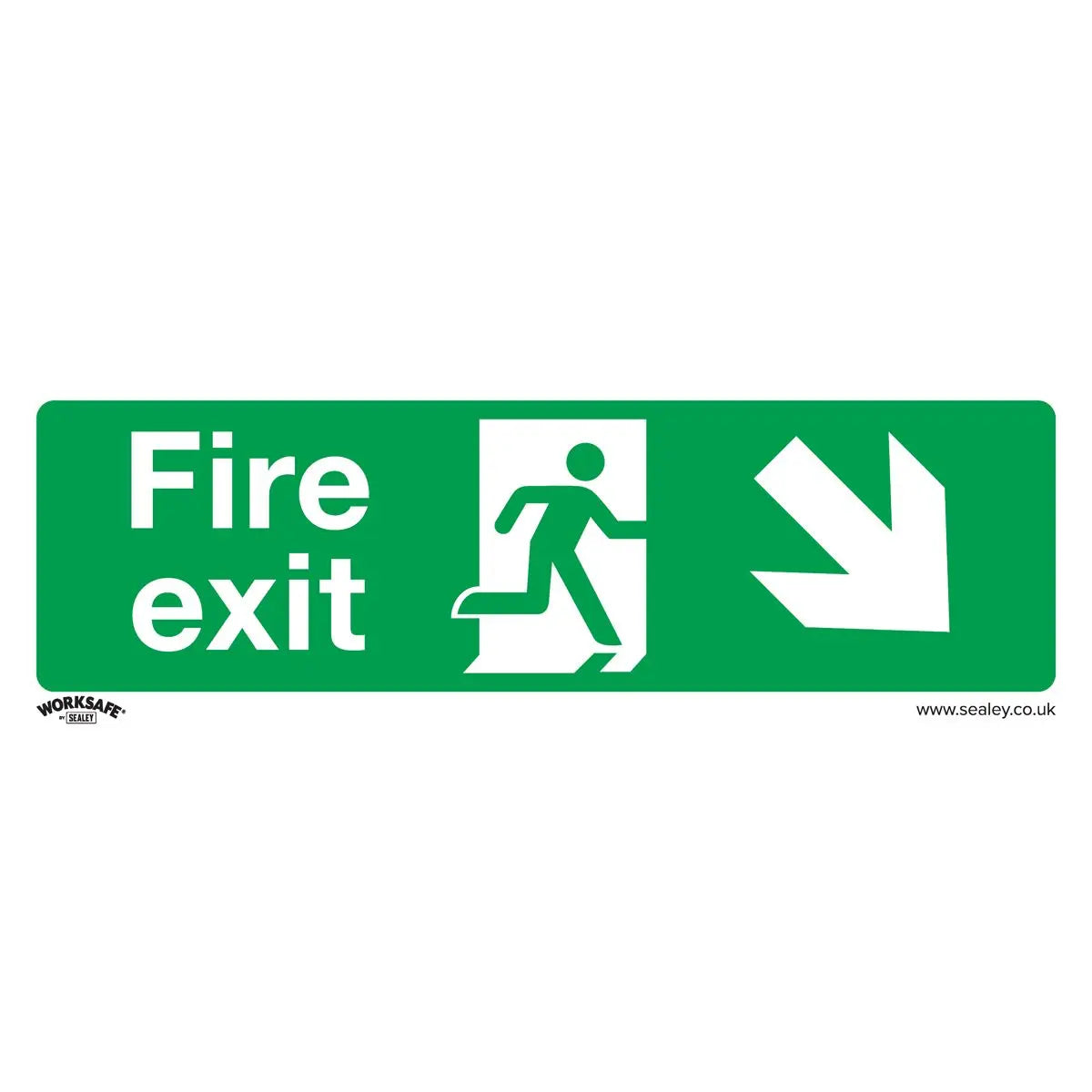 Worksafe by Sealey Safe Conditions Safety Sign - Fire Exit (Down Right) - Self-Adhesive Vinyl - Pack of 10 