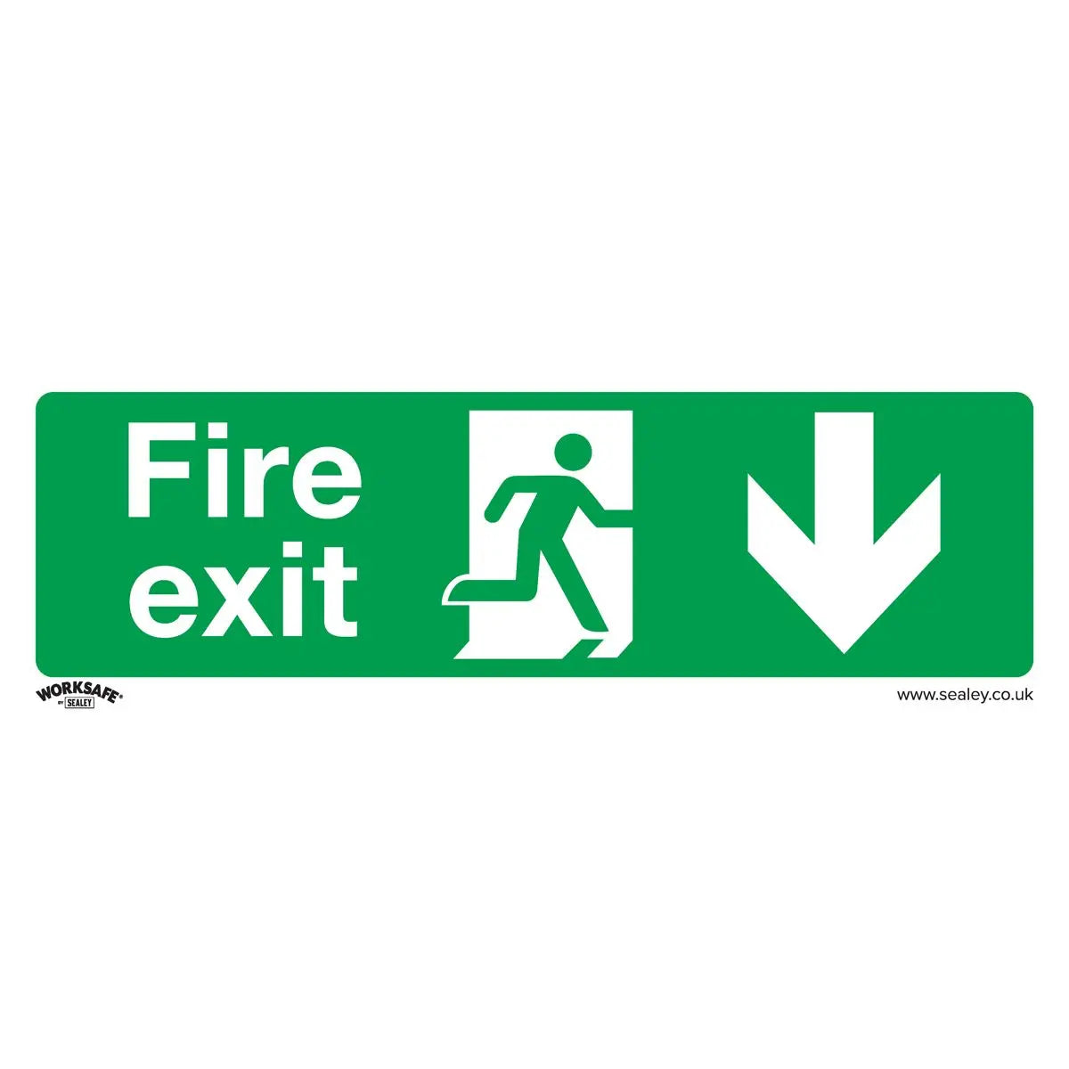 Worksafe by Sealey Safe Conditions Safety Sign - Fire Exit (Down) - Rigid Plastic 