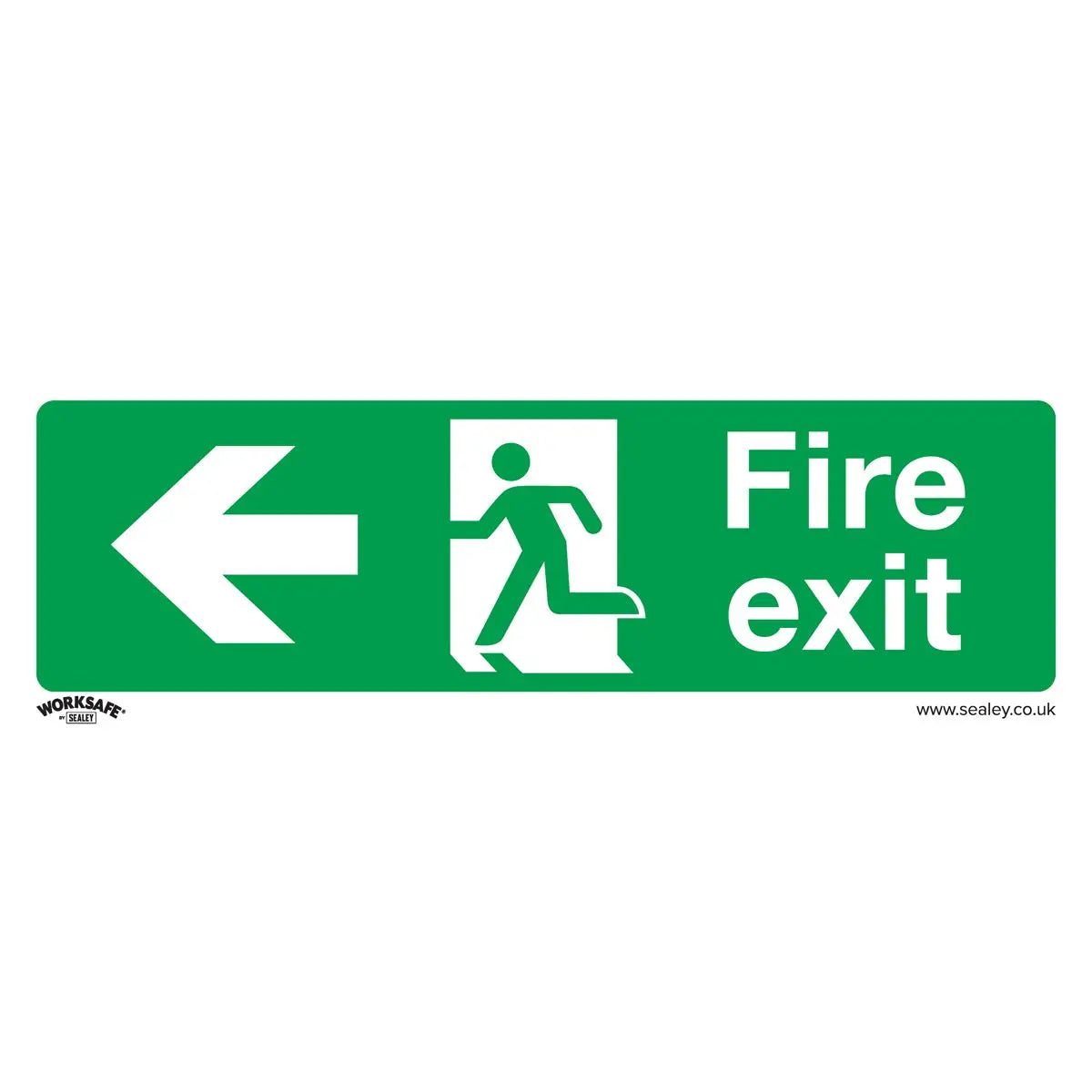 Worksafe by Sealey Safe Conditions Safety Sign - Fire Exit (Left) - Self-Adhesive Vinyl - Pack of 10 