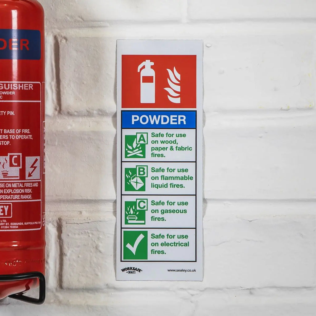 Sticker Worksafe Worksafe by Sealey Safe Conditions Safety Sign - Powder Fire