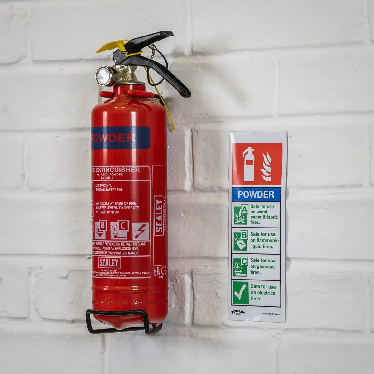 Worksafe by Sealey Safe Conditions Safety Sign - Powder Fire Extinguisher - Rigid Plastic 