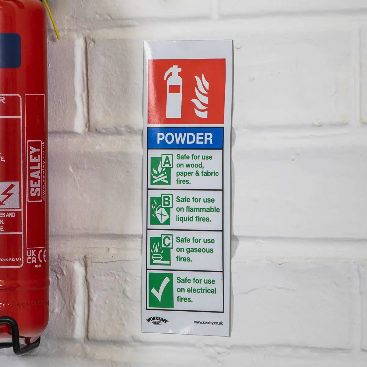 Worksafe by Sealey Safe Conditions Safety Sign - Powder Fire Extinguisher - Rigid Plastic 