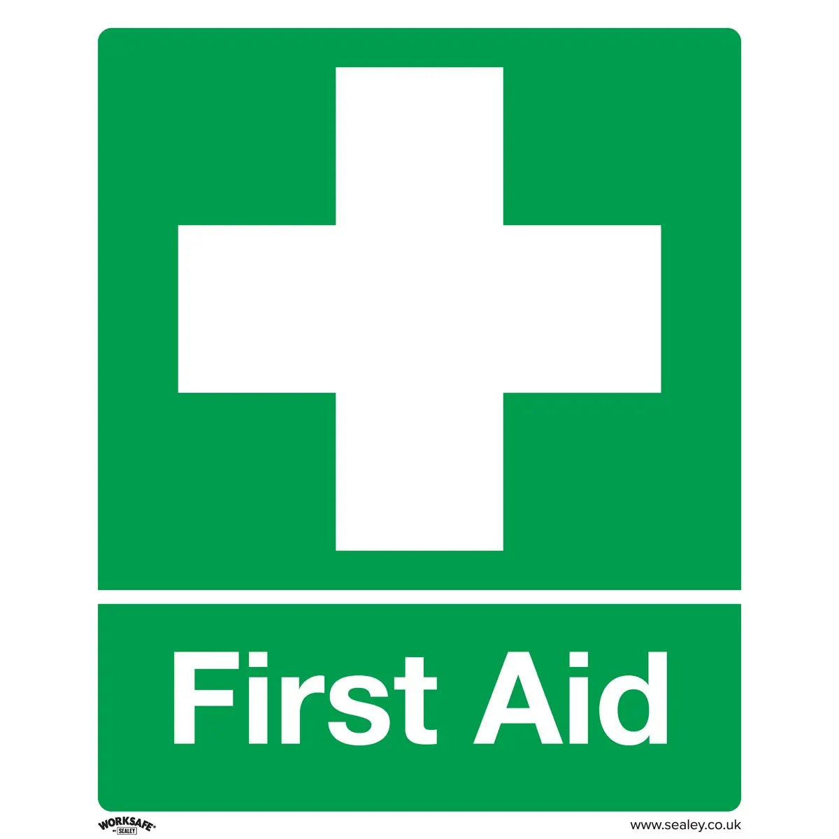Worksafe by Sealey Safety Sign - First Aid - Rigid Plastic 