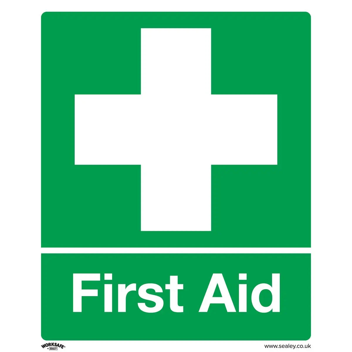Worksafe by Sealey Safety Sign - First Aid - Self-Adhesive Vinyl - Pack of 10 