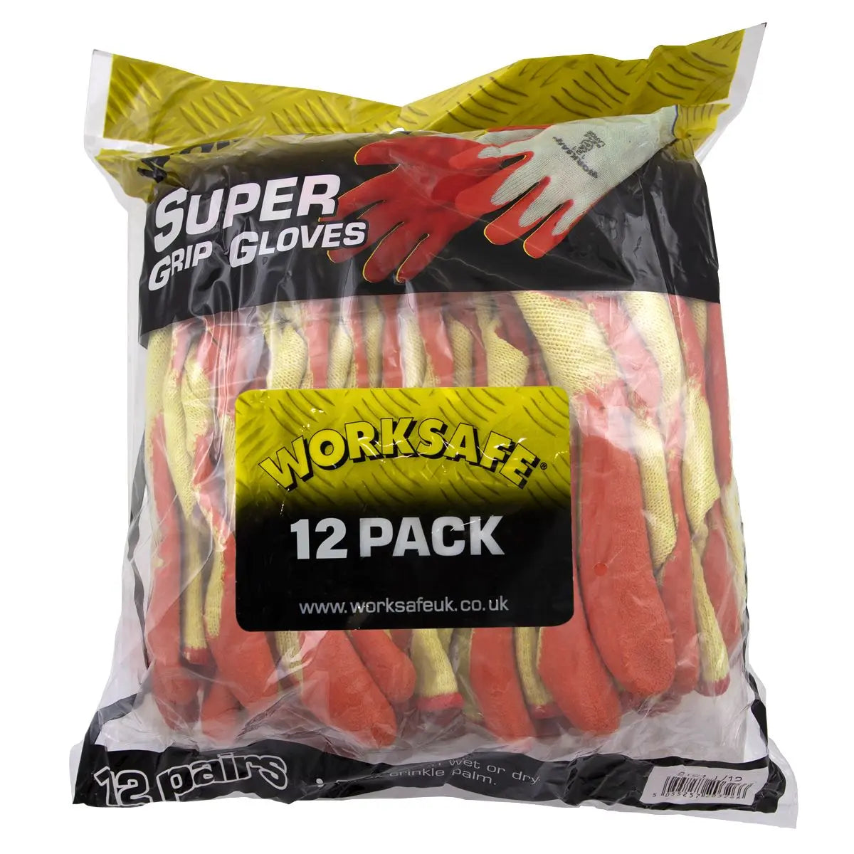 Worksafe by Sealey Super Grip Knitted Gloves Latex Palm (Large) - Pack of 12 Pairs 
