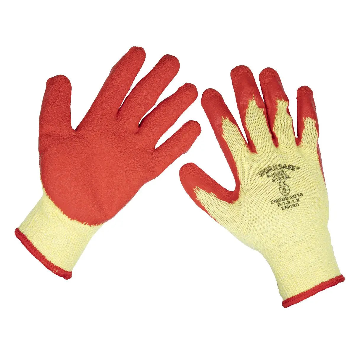 Worksafe by Sealey Super Grip Knitted Gloves Latex Palm (X-Large) - Pack of 12 Pairs 