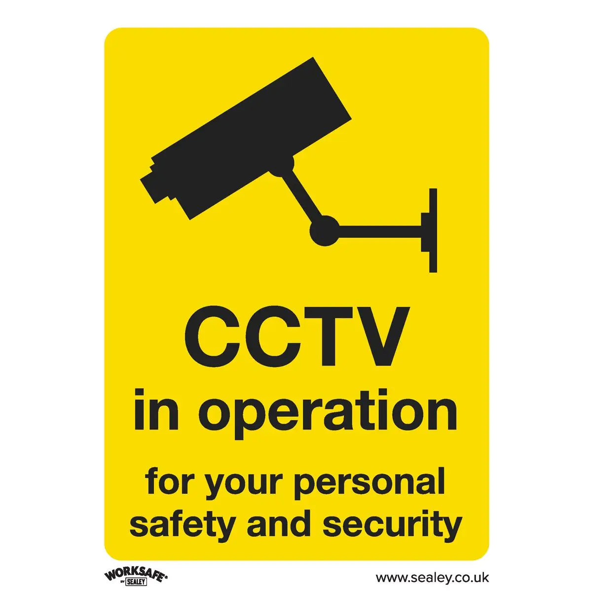 Worksafe by Sealey Warning Safety Sign - CCTV - Self-Adhesive Vinyl - Pack of 10 