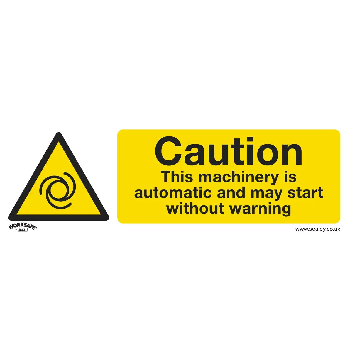 Worksafe by Sealey Warning Safety Sign - Caution Automatic Machinery - Rigid Plastic - Pack of 10 