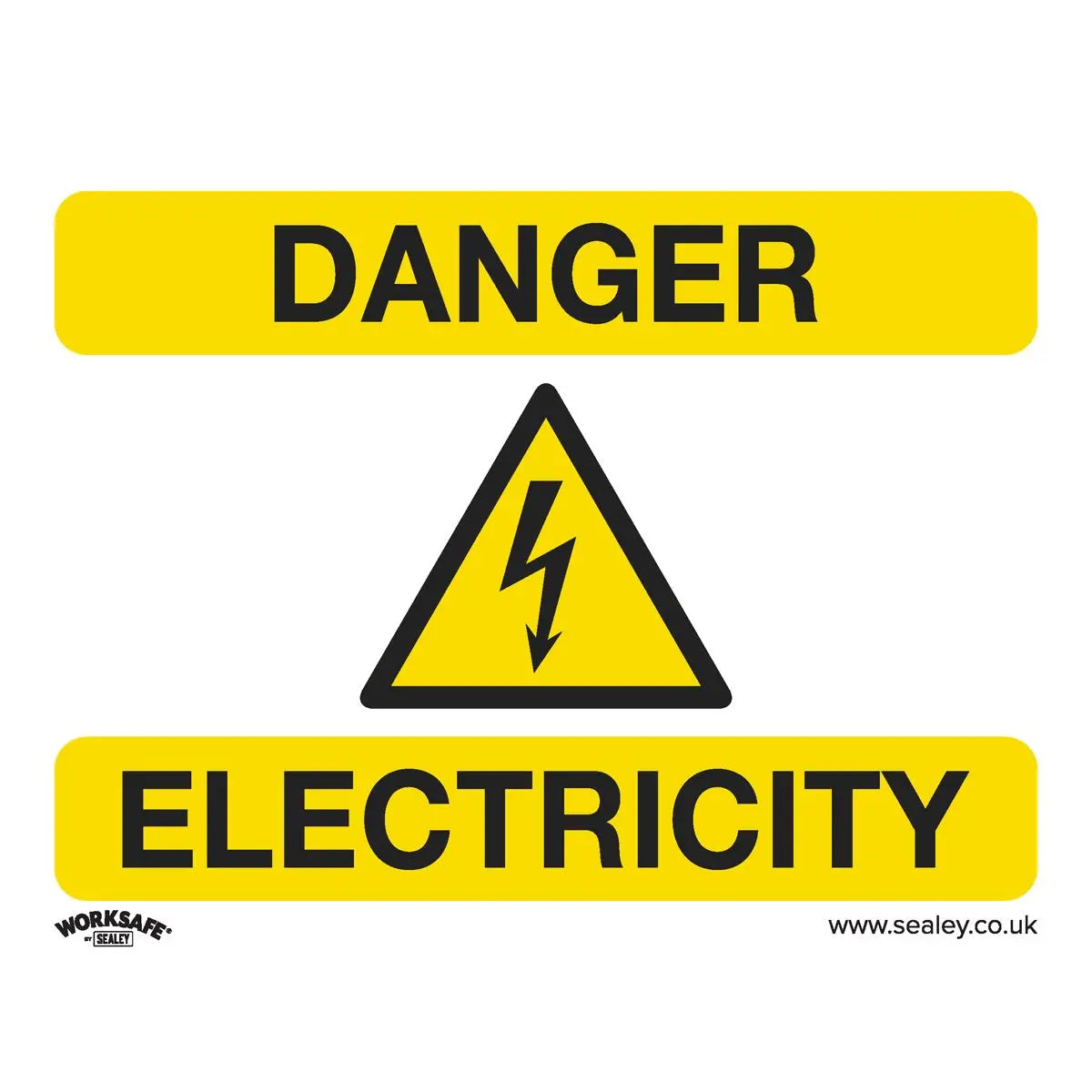 Worksafe by Sealey Warning Safety Sign - Danger Electricity - Rigid Plastic - Pack of 10 