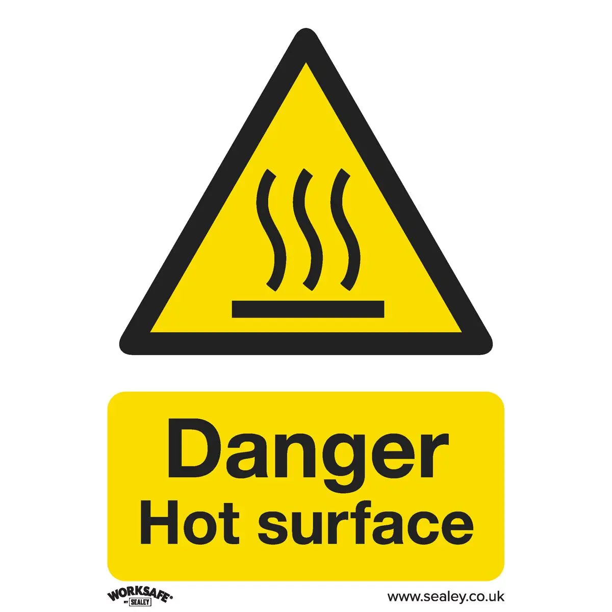 Worksafe by Sealey Warning Safety Sign - Danger Hot Surface - Rigid Plastic - Pack of 10 