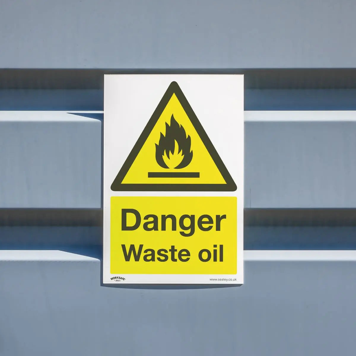 Worksafe by Sealey Warning Safety Sign - Danger Waste Oil - Rigid Plastic - Pack of 10 