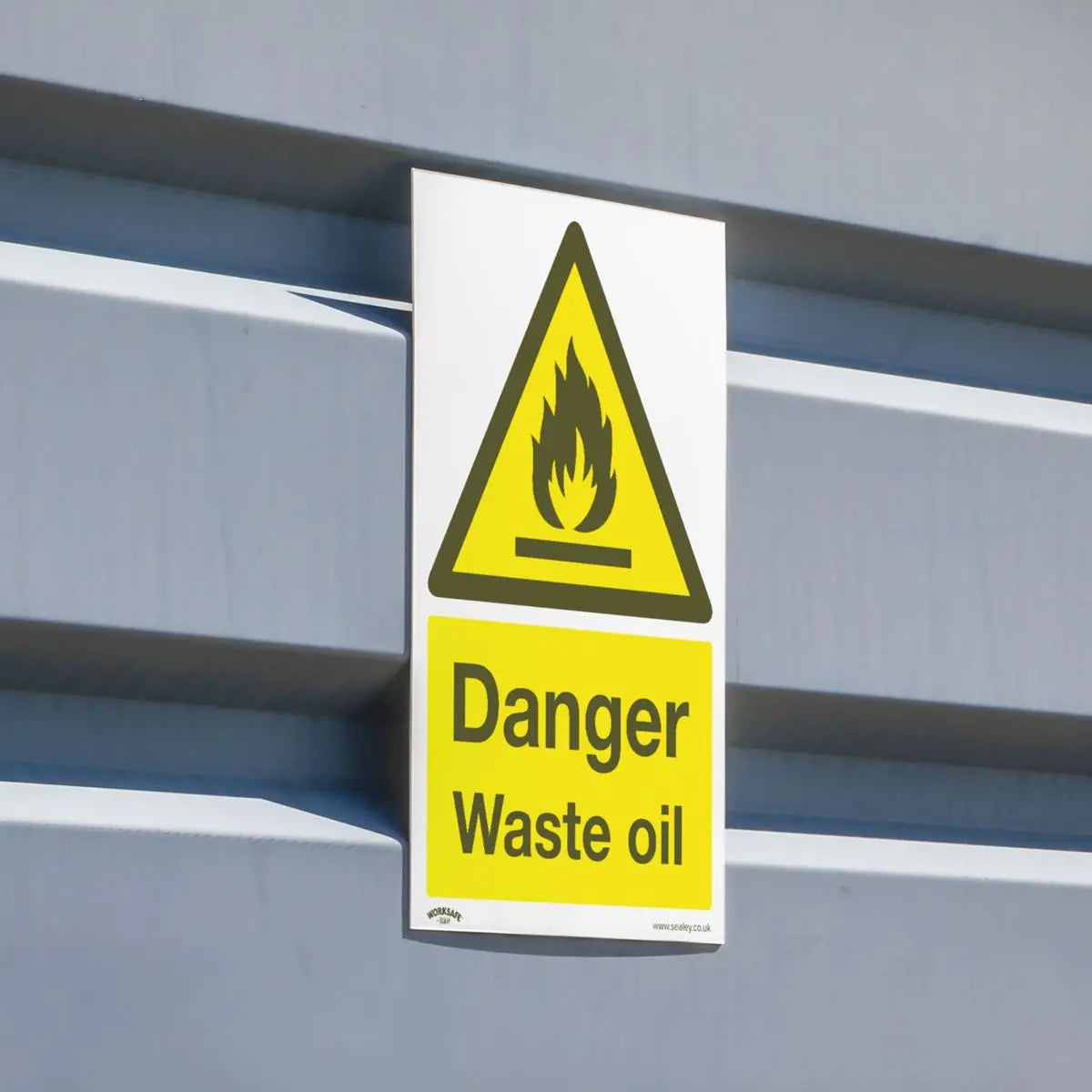 Worksafe by Sealey Warning Safety Sign - Danger Waste Oil - Rigid Plastic - Pack of 10 