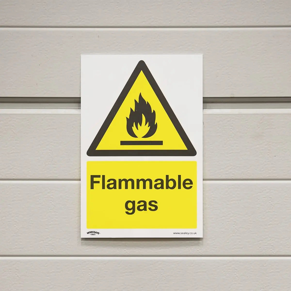 Worksafe by Sealey Warning Safety Sign - Flammable Gas - Rigid Plastic 