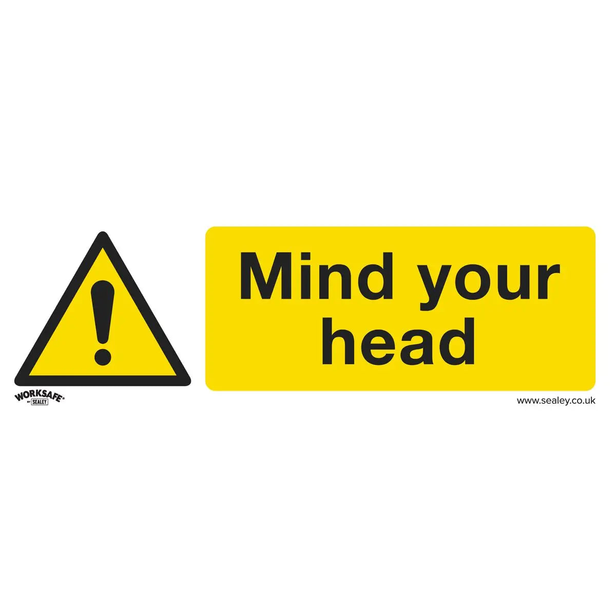 Worksafe by Sealey Warning Safety Sign - Mind Your Head - Self-Adhesive Vinyl - Pack of 10 