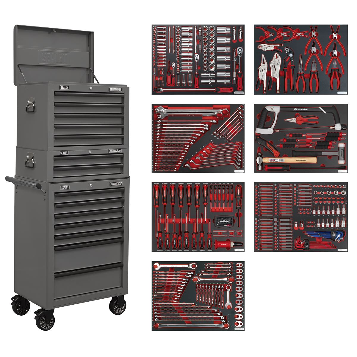 Sealey Superline Pro Superline PRO® Tool Chest Combination 14 Drawer with 446pc Tool Kit - Grey 