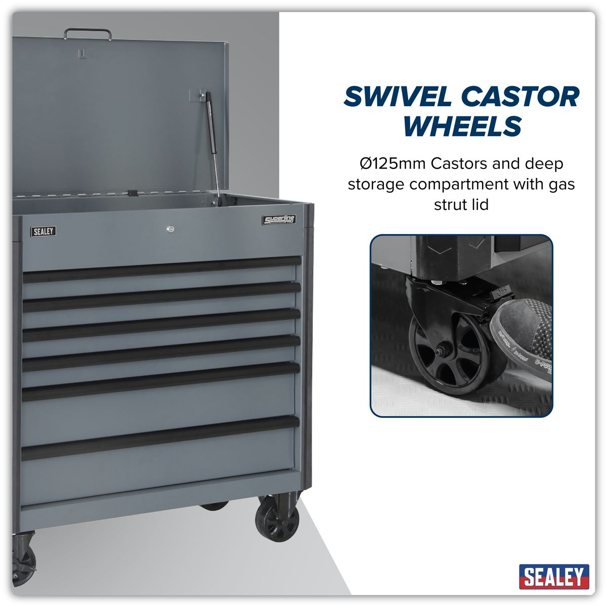 Sealey Superline Pro Tool Trolley 6 Drawer - Grey