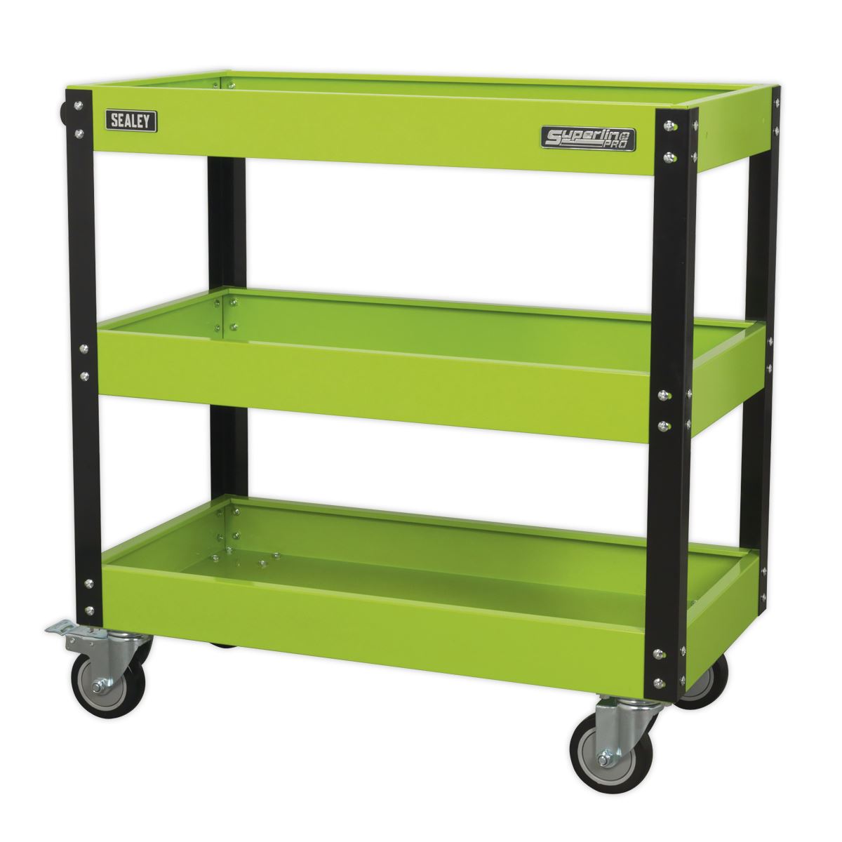 Sealey Superline Pro Workshop Trolley 3-Level Heavy-Duty - Hi-Vis Green 