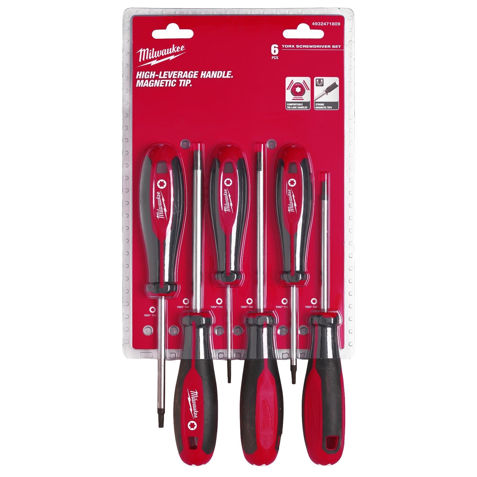 Milwaukee Screwdriver Set Tri-lobe Torx 6 Piece T10-T40 