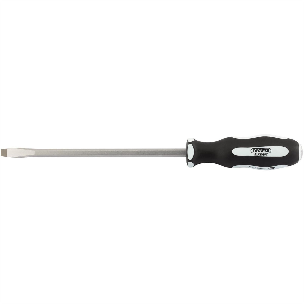 Draper Expert 'Pound Thru' Plain Slot Soft Grip Screwdriver 8 x 200mm 35184  White Rose Tools