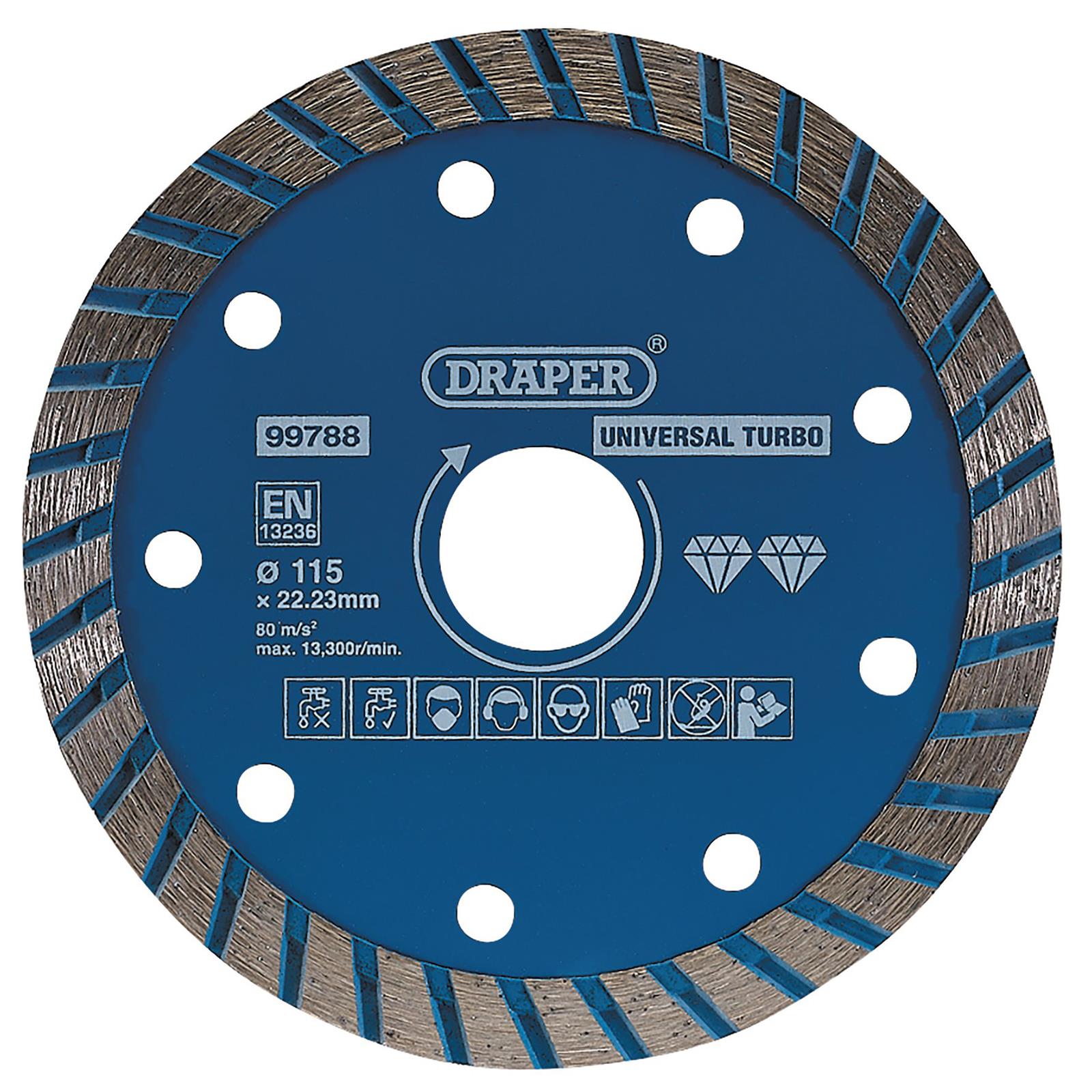 Draper Turbo Diamond Cutting Blade 115mm for Granite Marble Stone