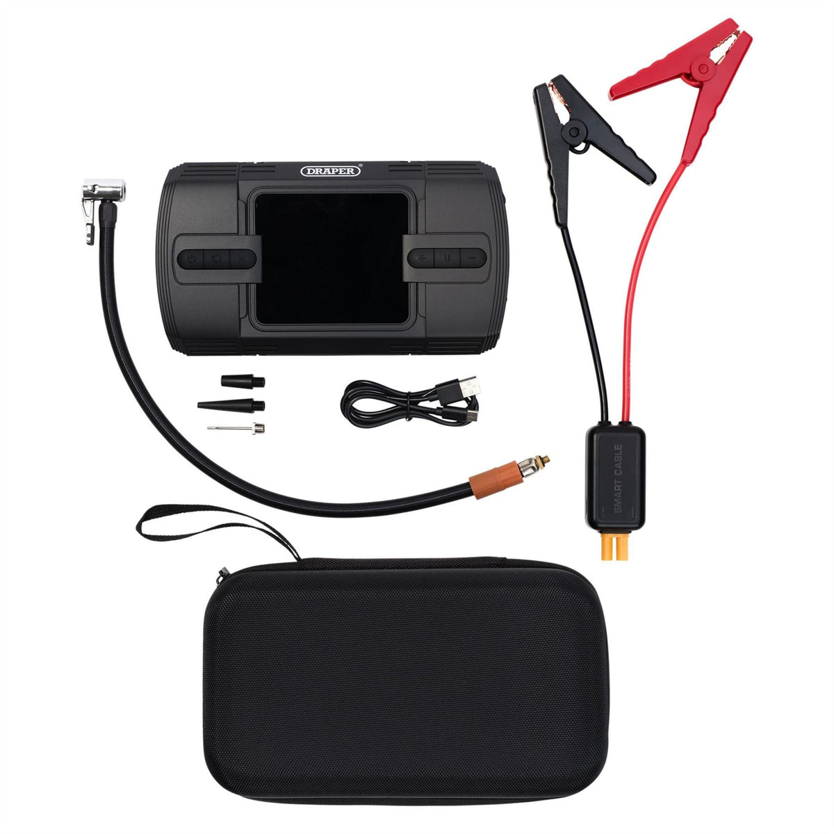 Draper 12V Lithium Jump Starter and Tyre Inflator 1200A 23722  White Rose Tools