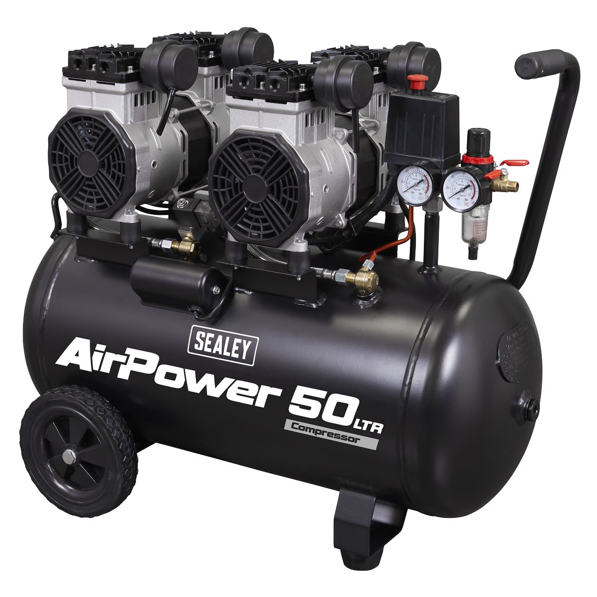 Sealey 50L Low Noise Oil Free Direct Drive Air Compressor 2 x 2hp