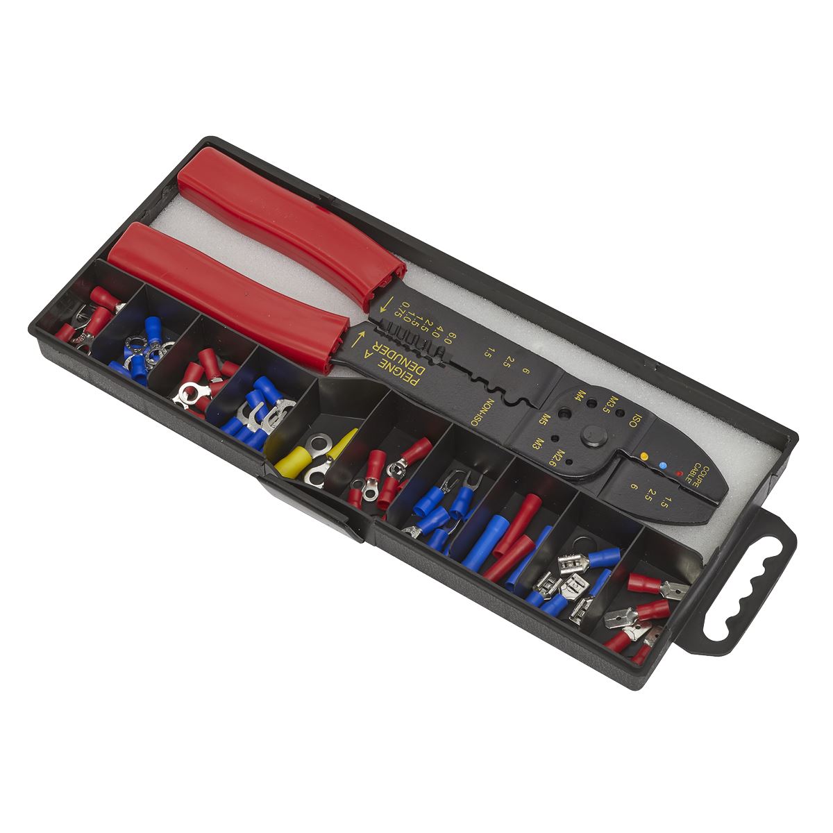 Siegen Crimping Tool Set with Terminals and Connectors in Storage Case