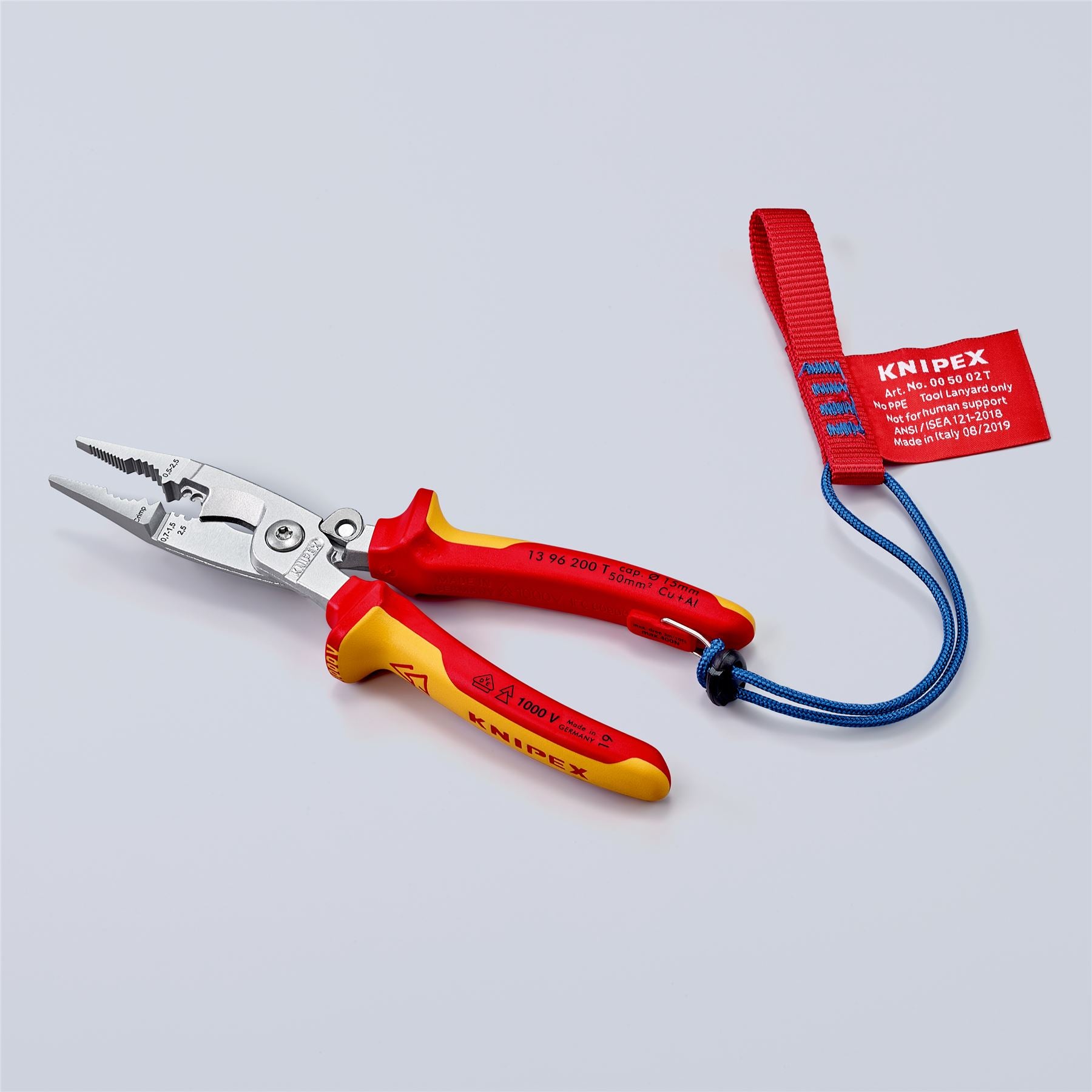 KNIPEX Pliers for Electrical Installation 200mm VDE Chrome Multi Component Grips 13 96 200