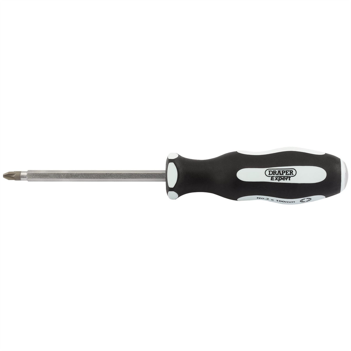 Draper Expert 'Pound Thru' PZ TYPE Soft Grip Screwdriver No.2 x 100mm 35230  White Rose Tools