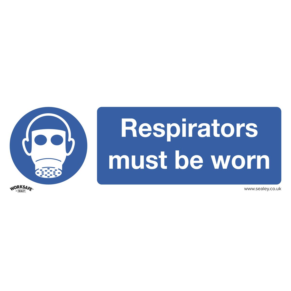 Worksafe by Sealey Mandatory Safety Sign - Respirators Must Be Worn - Rigid Plastic - Pack of 10