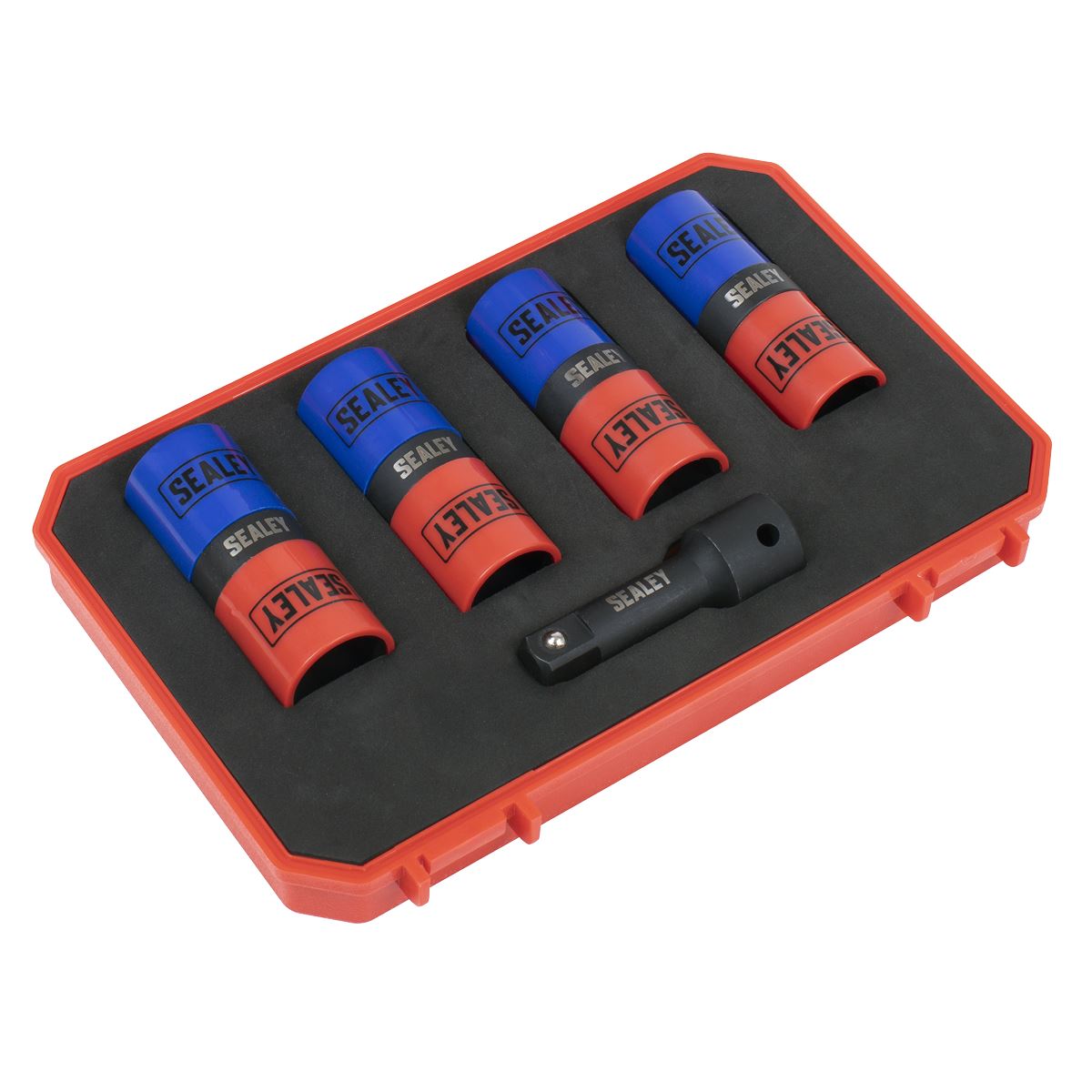 Sealey 5pc Double Ended Impact Socket Set 1/2"Sq Drive Alloy Wheel 18.5 x 19.5, 19 x 21, 21 x 21.5, 22 x 22.5mm  White Rose Tools