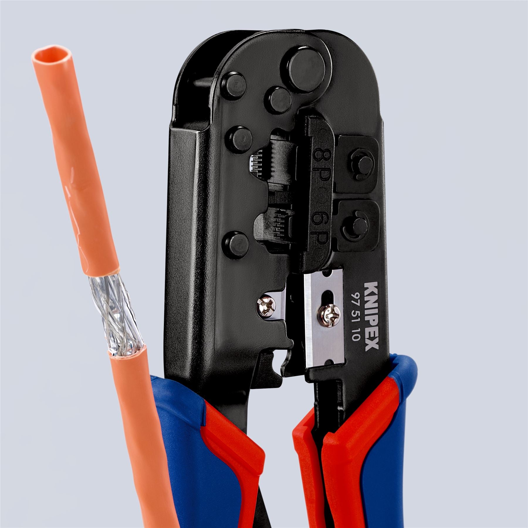 KNIPEX Crimping Pliers for Western Plugs RJ45 RJ11 RJ12 190mm Multi Component Grips 97 51 10