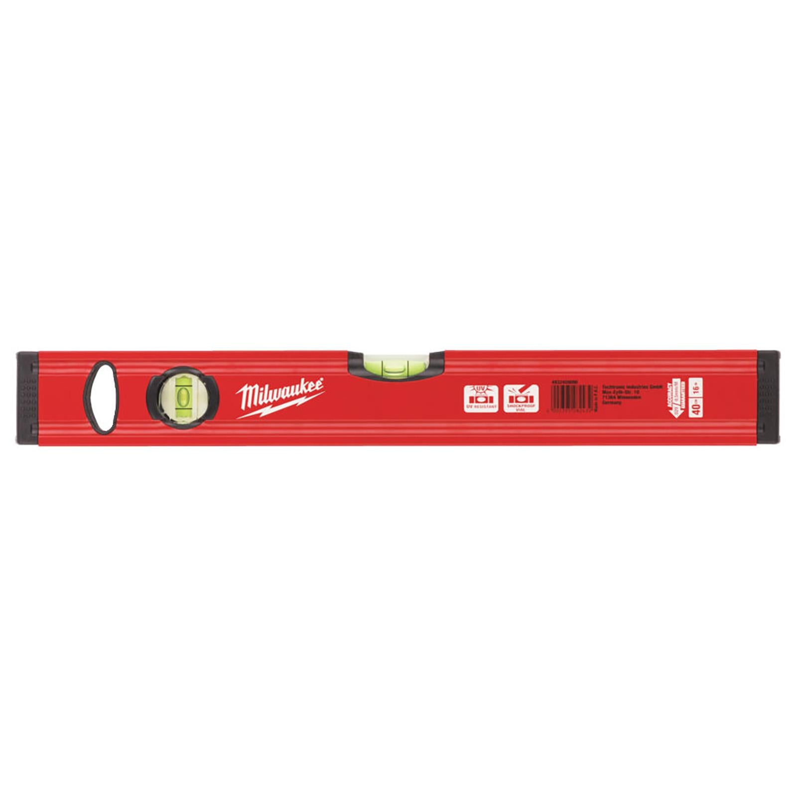 Milwaukee 40cm Spirit Level Slim Box Shockproof Measuring 2 Vial Precision Milled 