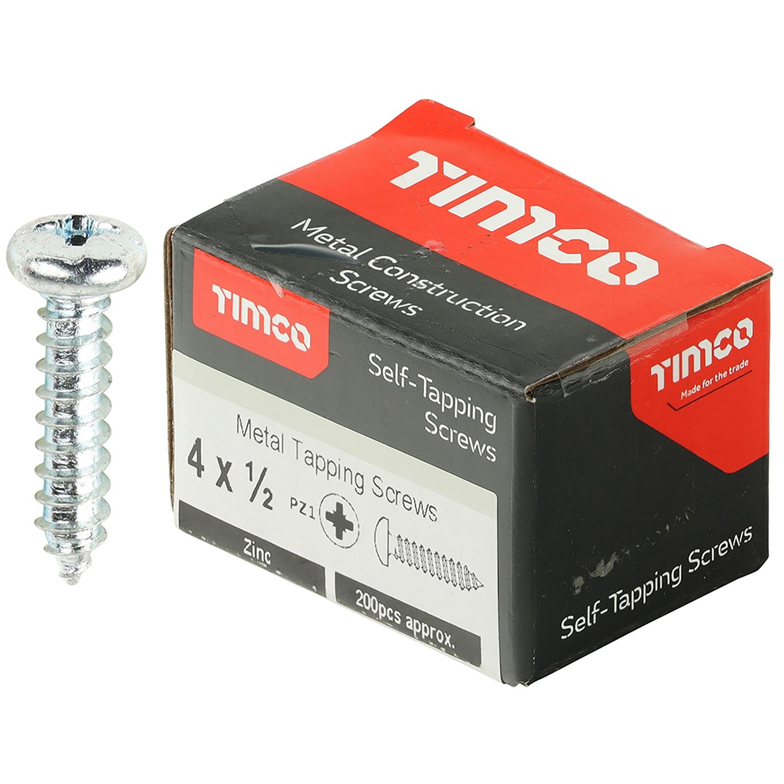 TIMCO Self Tapping Screws Pan Head Zinc Pozi - Choose Size