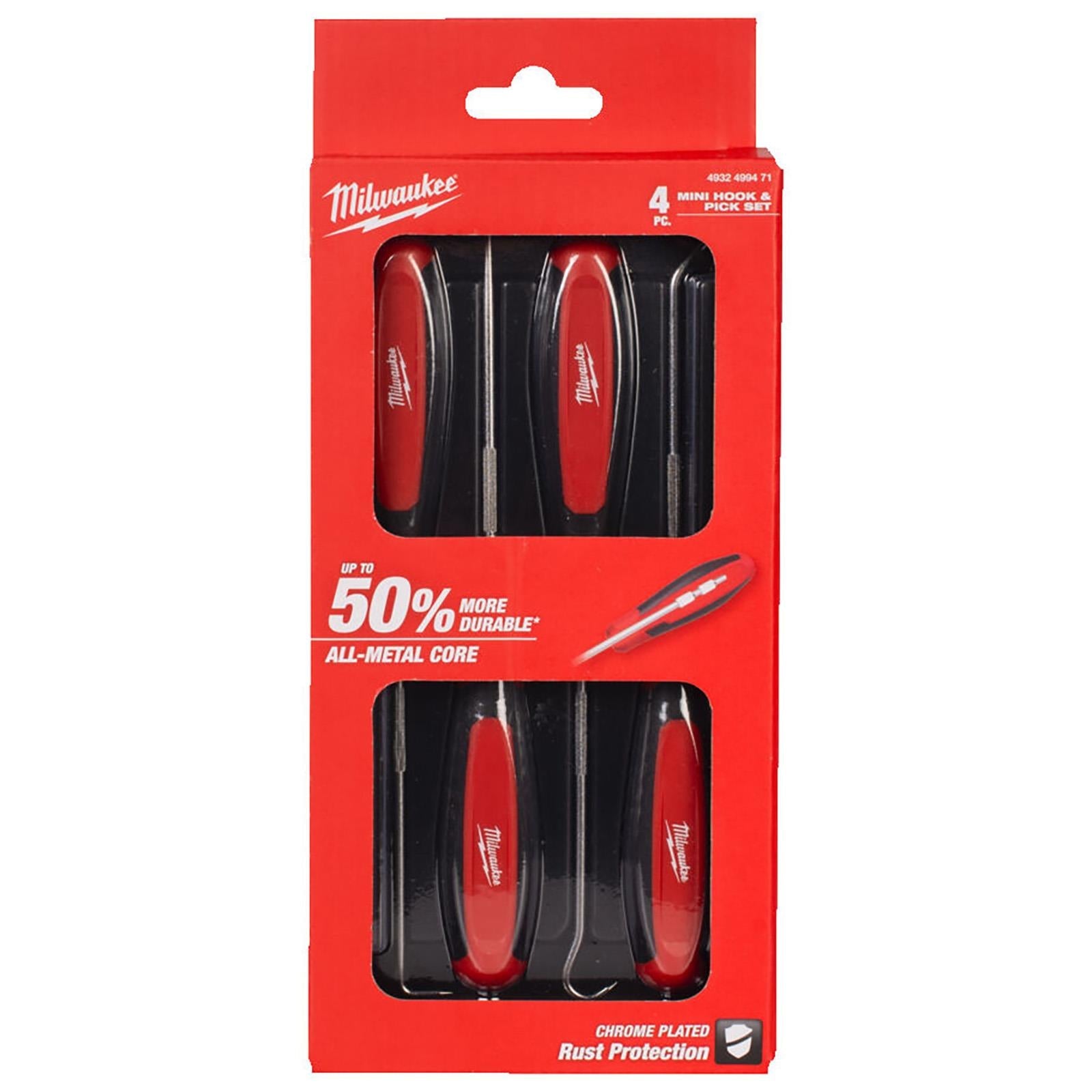 Milwuakee Hook & Pick Set Offset Straight 90 Degree 4 Piece Garage Mechanic 
