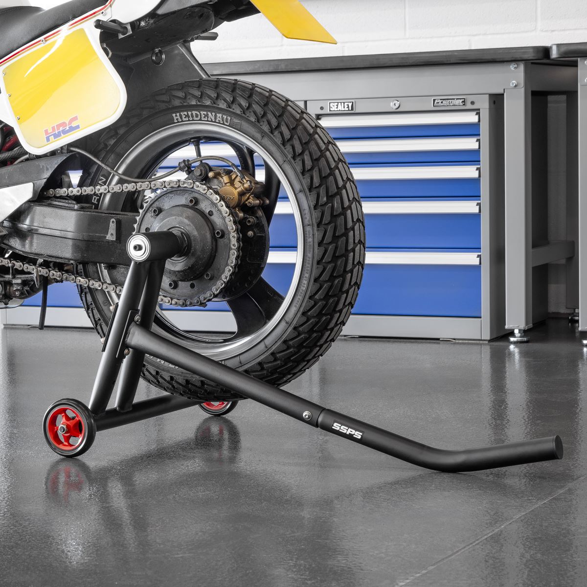 Sealey Single-Sided, Motorcycle Paddock Stand  White Rose Tools