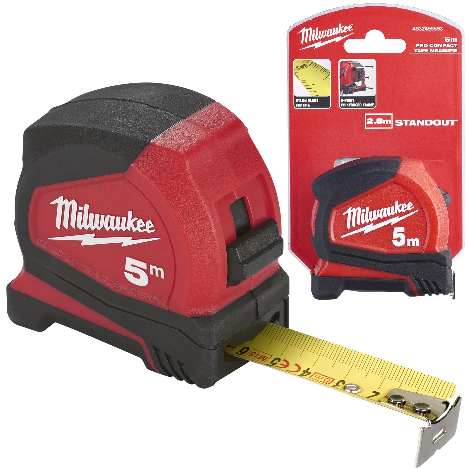 Milwaukee Tape Measure 5m Metric Pro Compact Pocket Tape 25mm Blade Width 