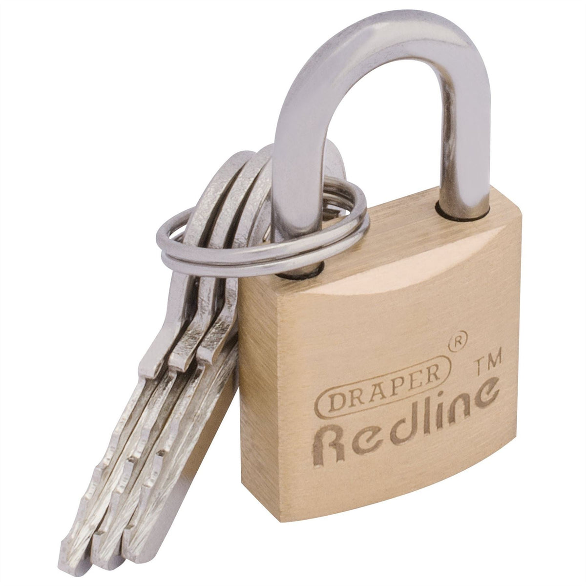 Draper Redline® Brass Cylinder Padlock 20mm 68019  White Rose Tools