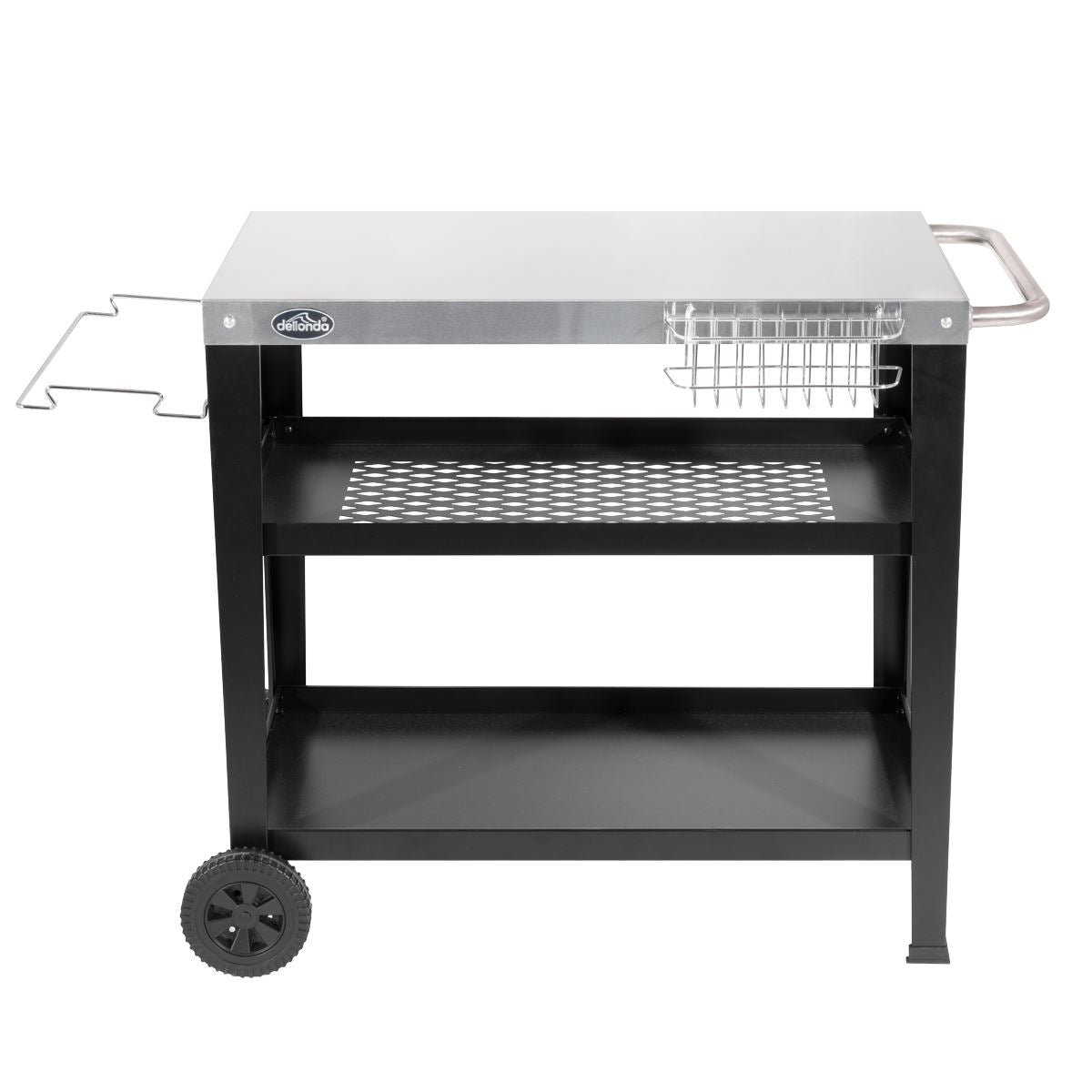 Dellonda Barbecue/Plancha Trolley for Outdoor Grilling/Cooking with Utensil Holder, Stainless Steel