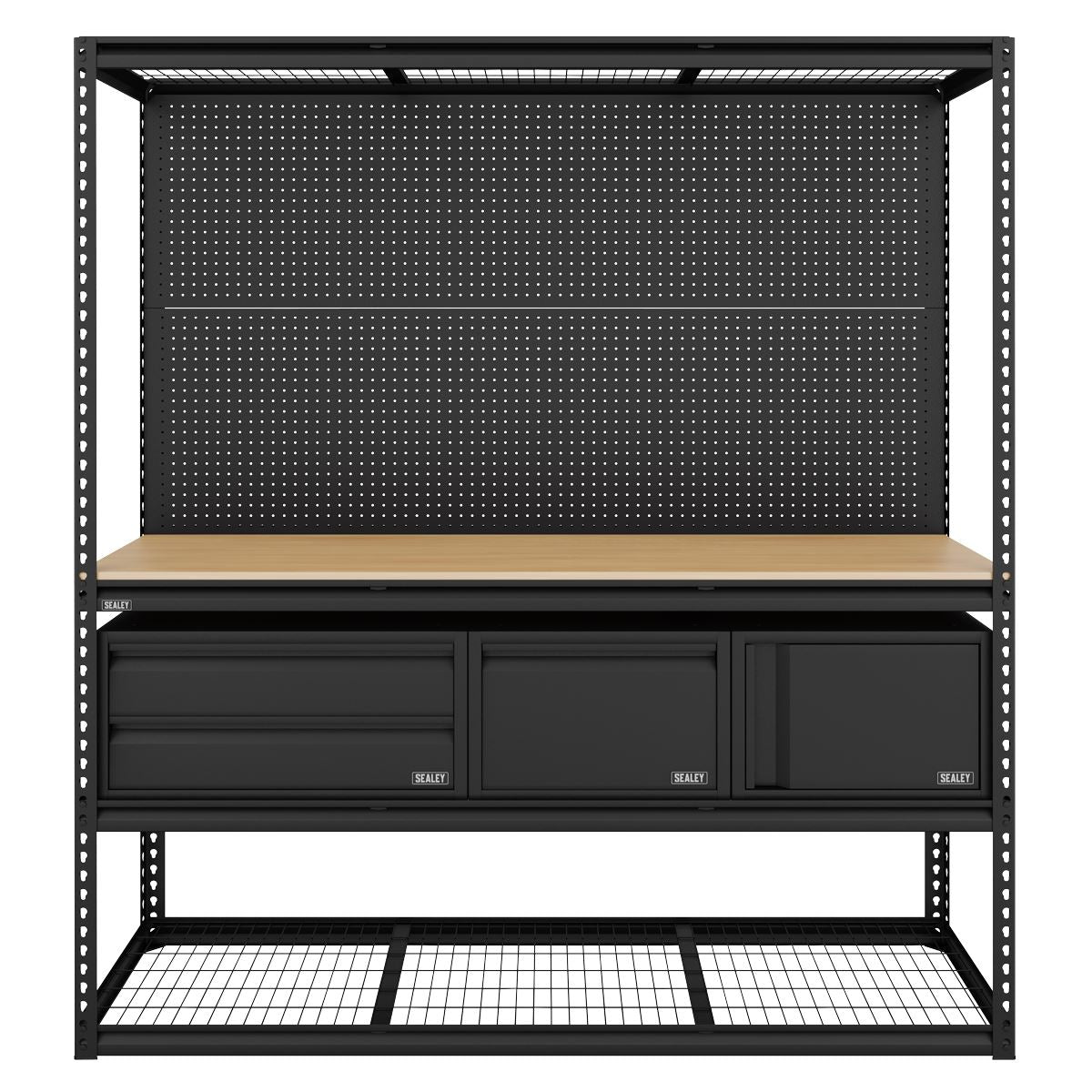 Sealey Heavy-Duty Modular Workbench & Racking Kit with 3 Storage Units  White Rose Tools