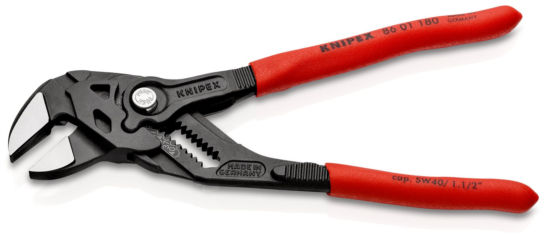 KNIPEX Pliers Wrench Slip Joint Plier 180mm Plastic Coated Handles Non Slip 86 01 180 SB