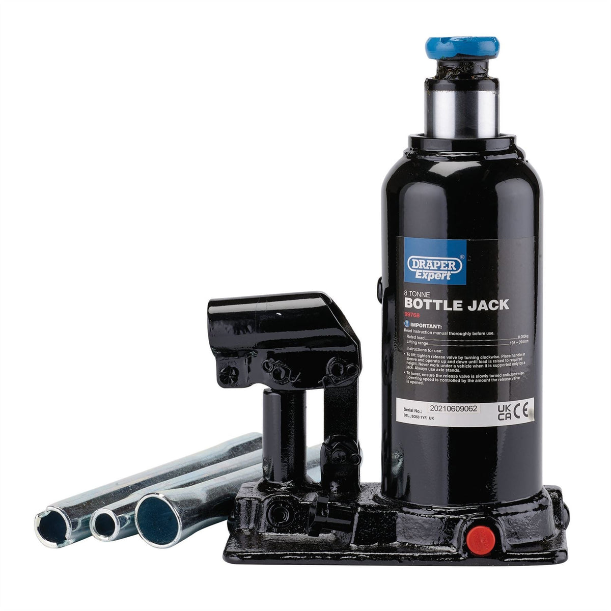 Draper Expert Hydraulic Bottle Jack 8 Tonne 99768  White Rose Tools