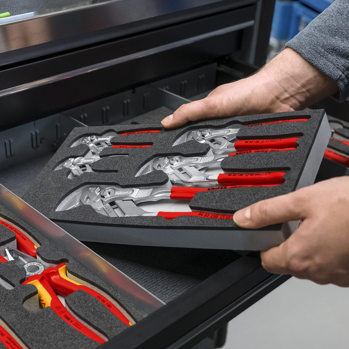 KNIPEX Pliers Set Basic II 4 Pieces in Foam Tray Cobra TwinGrips Side Cutters 00 20 01 V25  White Rose Tools