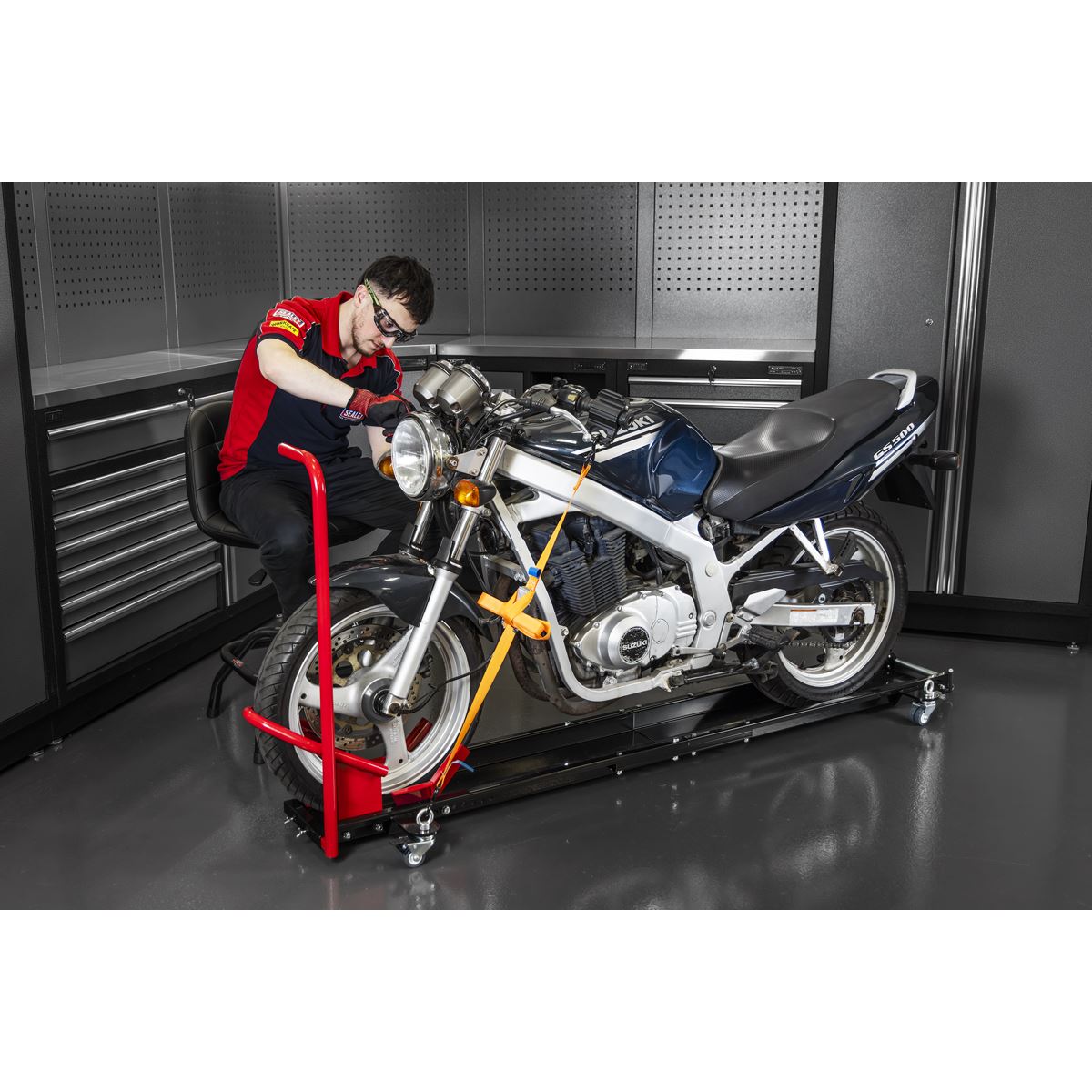 Sealey Motorcycle Upright Clamp Type Dolly  White Rose Tools