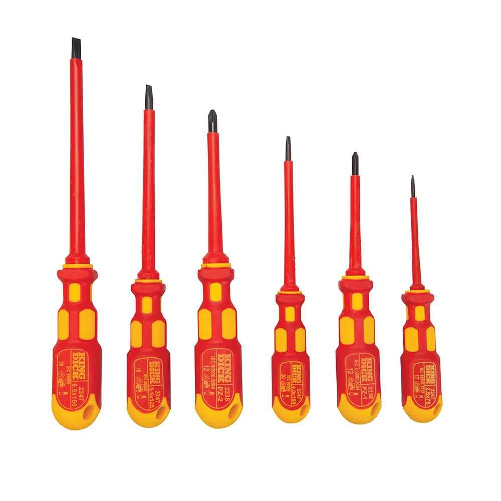 King Dick VDE Screwdriver Set 6pce Slotted/PH 26604