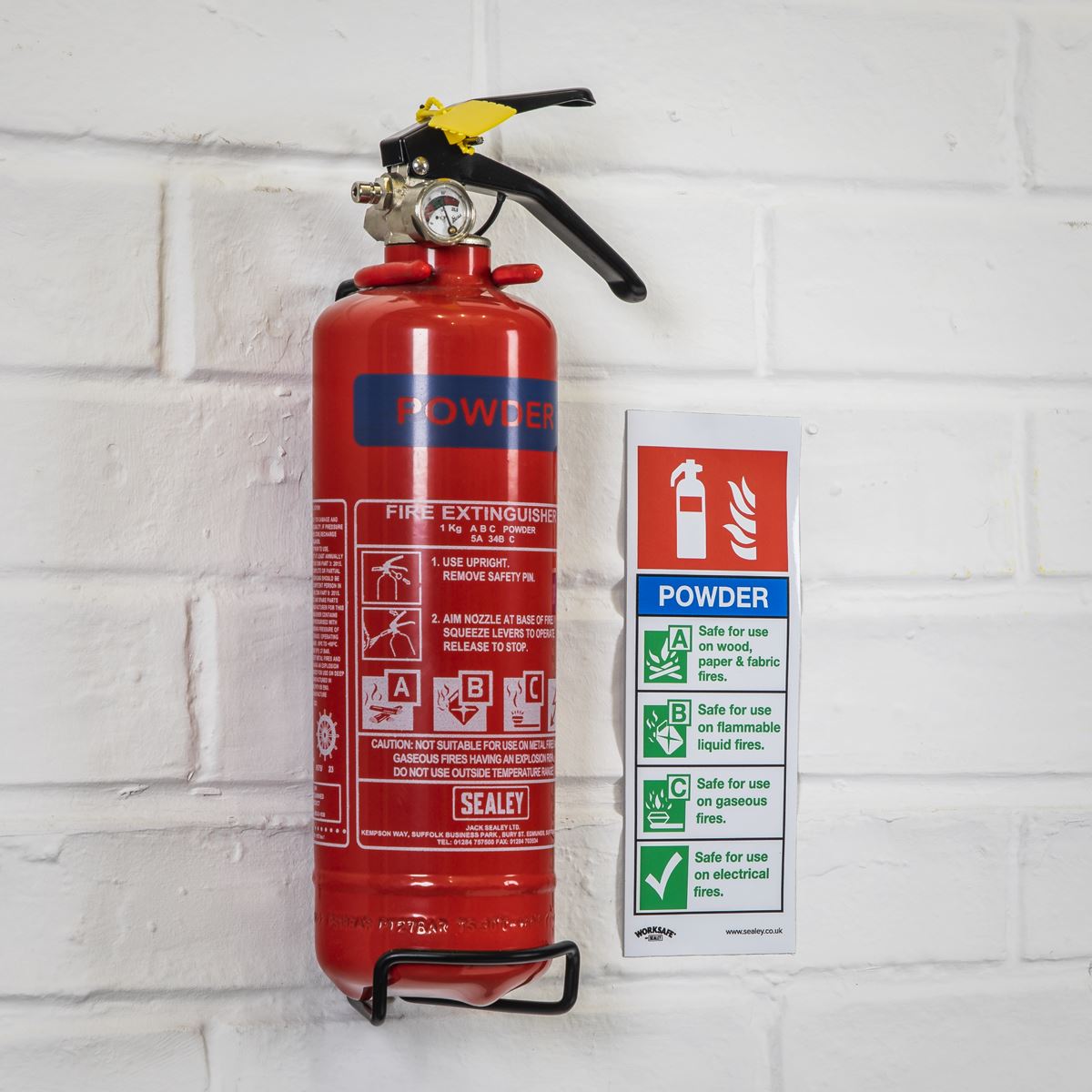 Worksafe by Sealey Safe Conditions Safety Sign - Powder Fire Extinguisher - Rigid Plastic